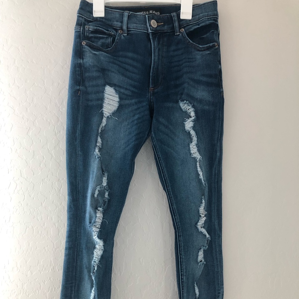 Express distressed legging denim